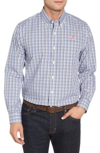 Men's Cutter & Buck New York Giants - Gilman Regular Fit Plaid Sport Shirt - Blue