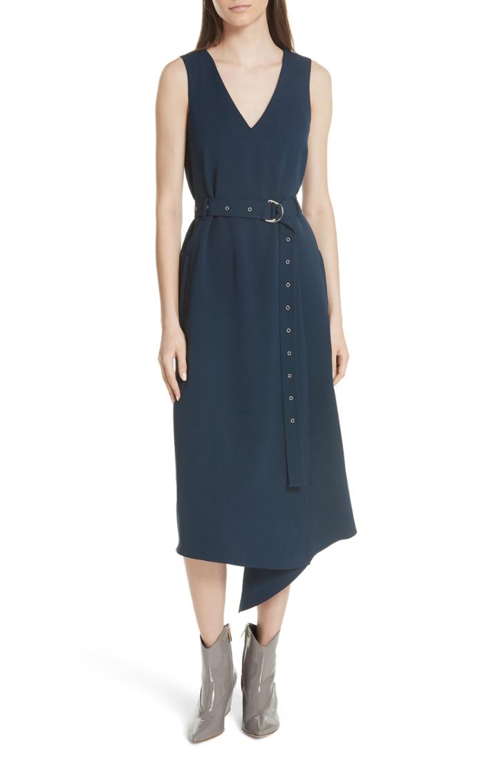 Women's Tibi Drape Front Faux Wrap Twill Dress
