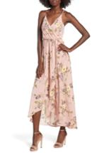 Women's Soprano Floral Faux Wrap Midi Dress - Pink