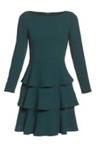 Petite Women's Eliza J Ruffle Fit & Flare Dress P - Green