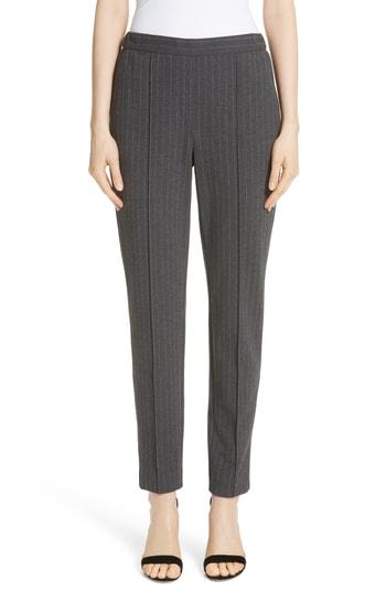 Women's St. John Collection Pinstripe Double Face Jersey Pants, Size X-petite - Grey