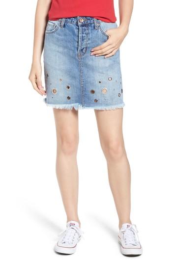 Women's Band Of Gypsies Hanna Grommet Hem Denim Skirt - Blue