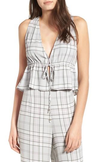 Women's Afrm Maiden Tie Front Tank - Grey