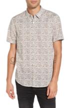 Men's John Varvatos Star Usa Slim Fit Animal Print Short Sleeve Sport Shirt - Beige