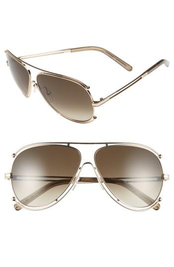 Women's Chloe 'isidora' 61mm Aviator Sunglasses - Gold/ Brown