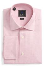 Men's David Donahue Trim Fit Plaid Dress Shirt 32/33 - Pink