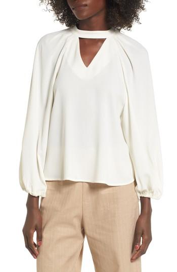 Women's Leith Balloon Sleeve Choker Top, Size - Ivory