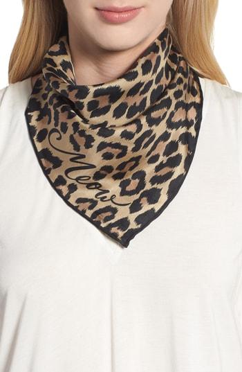 Women's Kate Spade New York Leopard Silk Bandana, Size - Brown