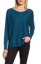Petite Women's Eileen Fisher Tencel Blend High/low Sweater P - Blue