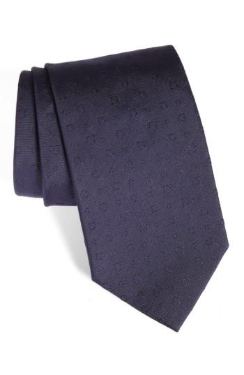 Men's Salvatore Ferragamo Solid Silk Tie, Size - Blue