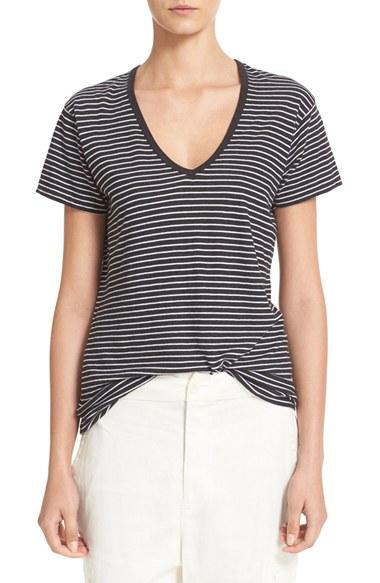 Women's Vince Stripe V-neck Tee