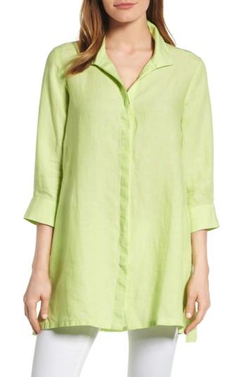 Petite Women's Foxcroft Chambray Linen Tunic P - Green