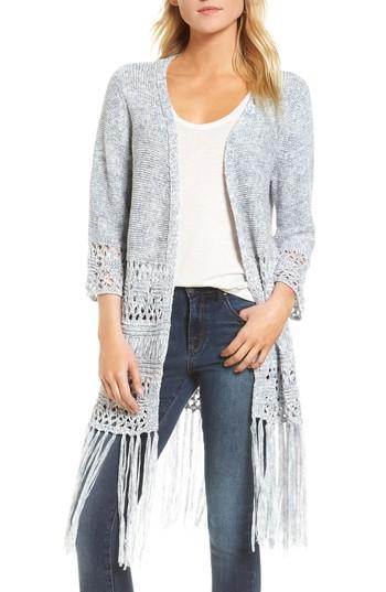 Women's Blanknyc Fringe Hem Cardigan - Blue