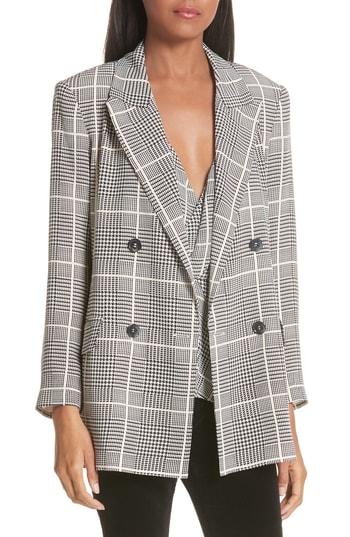 Women's L'agence Taryn Glen Plaid Silk Blazer - Black