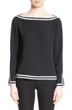 Women's Versace Collection Striped Piping Top Us / 40 It - Black