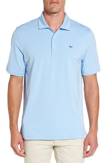 Men's Vineyard Vines Wilson Stripe Jersey Polo, Size - Blue