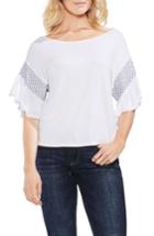 Women's Vince Camuto Smocked Ruffle Sleeve Top, Size - White