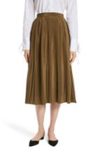 Women's Robert Rodriguez Pleated Silk Skirt - Green