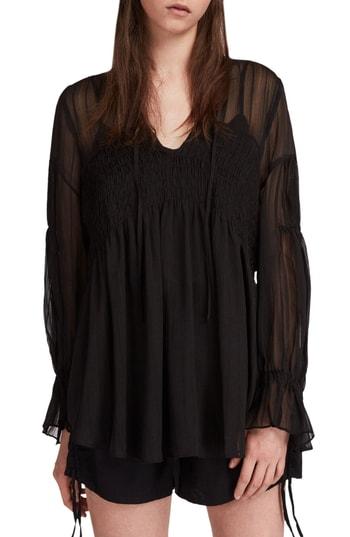 Women's Allsaints Lucinda Smocked Top - Black