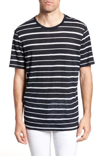 Men's Theory Essential Crewneck Linen T-shirt - Blue