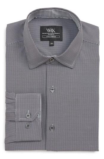 Men's W.r.k Trim Fit Stretch Houndstooth Dress Shirt - Black