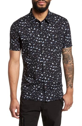 Men's John Varvatos Star Usa Extra Slim Fit Print Sport Shirt - Grey