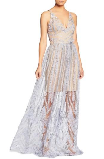 Women's Dress The Population Chelsea Lace A-line Gown - Blue