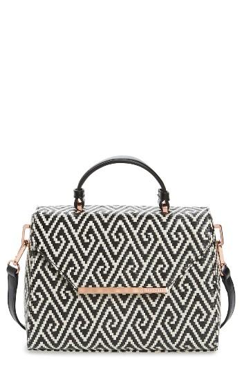 Ted Baker London Woven Straw Top Handle Satchel - Black