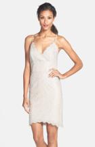 Women's Jim Hjelm Occasions V-neck Lace Sheath Dress - Beige