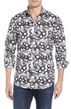 Men's Bugatchi Shaped Fit Swirl Print Sport Shirt - White