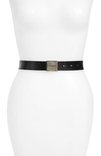 Women's Saint Laurent Bellechasse Calfskin Leather Belt