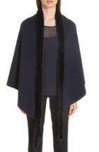 Women's Max Mara Cashmere & Genuine Mink Fur Wrap, Size - Blue