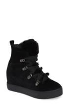 Women's Jslides Whitney Faux Fur Trim High Top Sneaker .5 M - Black