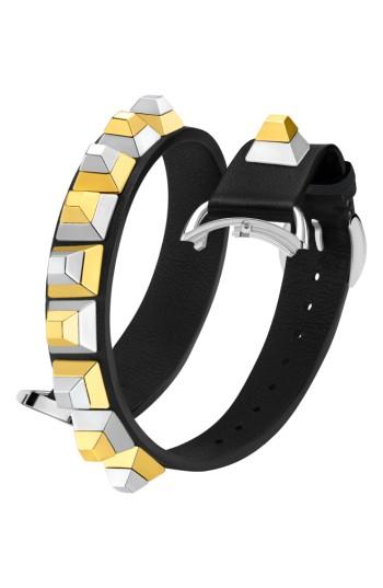 Women's Fendi Selleria 17mm Embellished Leather Watch Strap