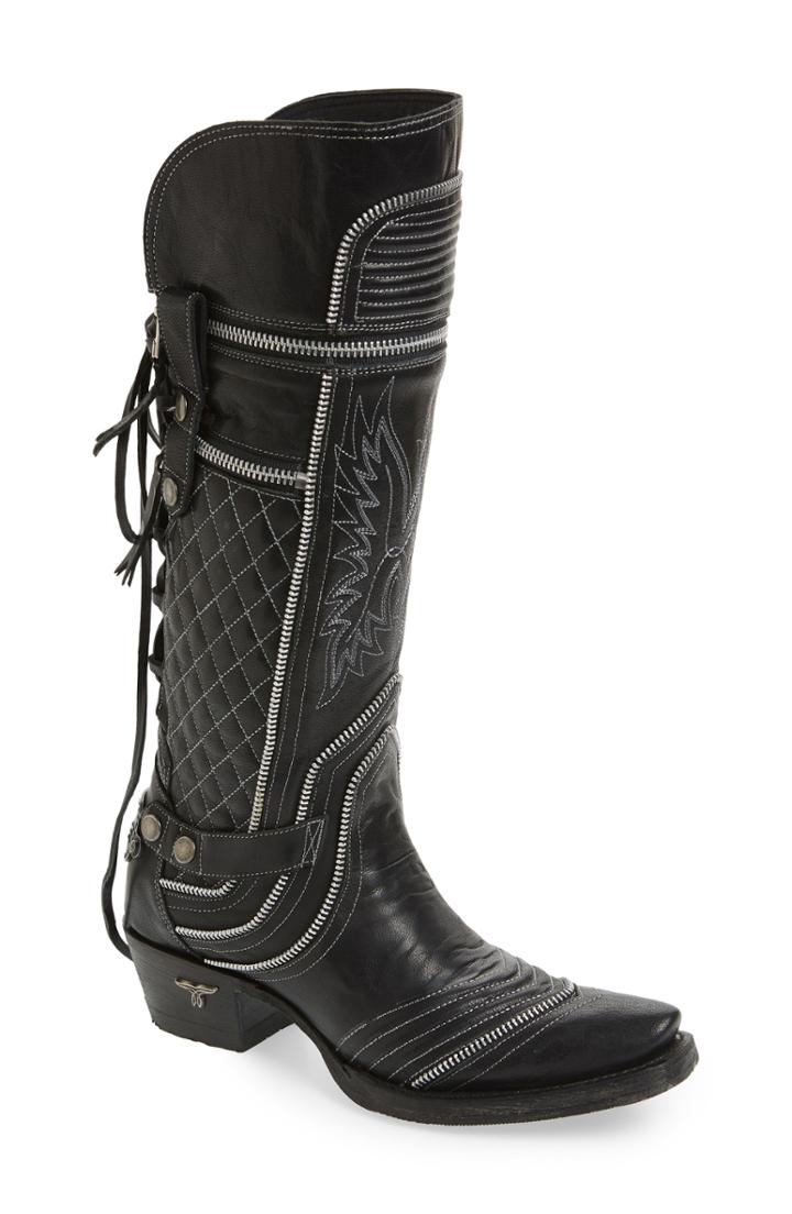 Women's Lane Boots Zip It Convertible Knee High Western Boot .5 M - Black