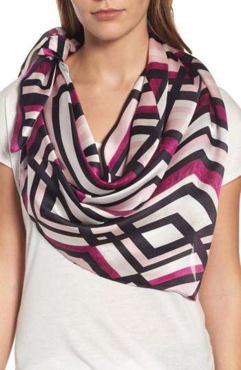 Women's Halogen Painted Chevron Silk Scarf, Size - Purple