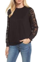 Women's Bobeau Lace Sleeve Sweatshirt - Black