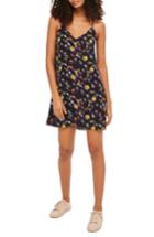 Women's Topshop Floral Strappy Slipdress Us (fits Like 0) - Black
