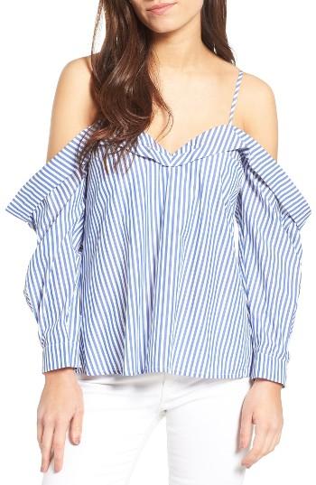 Women's Bardot Paloma Cotton Off The Shoulder Top - Blue