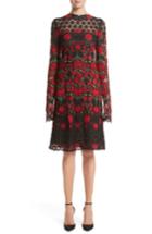 Women's Naeem Khan Floral Embroidered Elongated Sleeve Dress