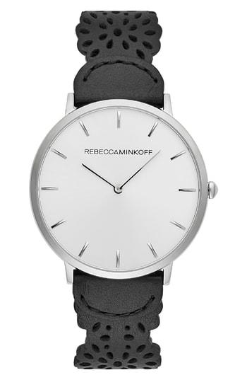 Women's Rebecca Minkoff Major Etched Leather Strap Watch, 40mm