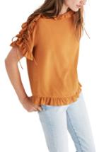 Women's Madewell Ruffle Silk Top - Orange