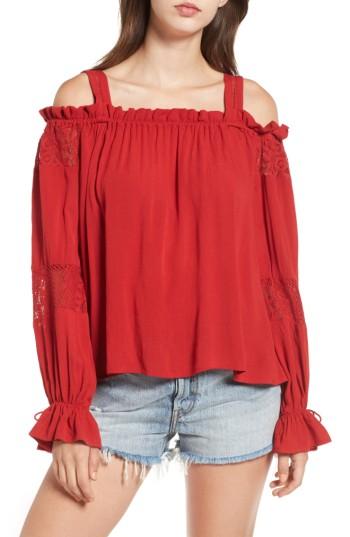 Women's Band Of Gypsies Cold Shoulder Top - Red