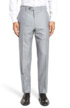 Men's Jb Britches Flat Front Stripe Wool Blend Trousers R - Grey