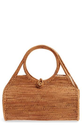 Street Level Woven Rattan Handbag - Brown