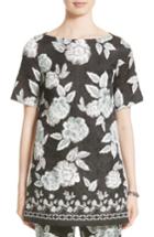 Women's St. John Collection Textured Floral Print Tunic