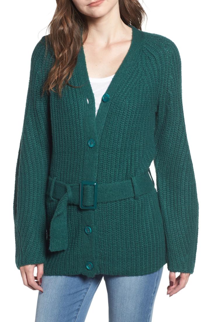 Women's Leith Belted Cardigan - Green