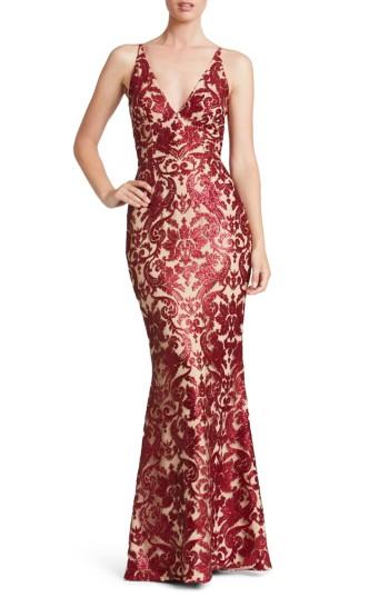 Women's Dress The Population Karen Mermaid Gown - Burgundy