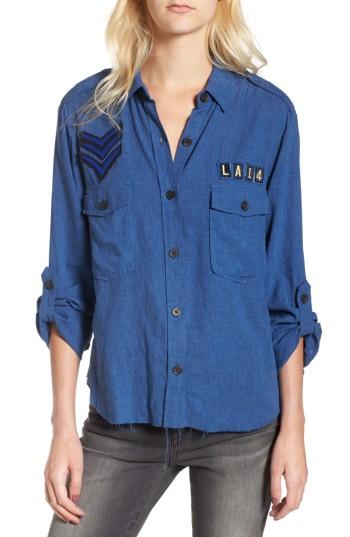 Women's Rails Banks Military Patch Shirt - Blue