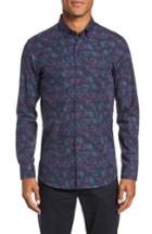 Men's Ted Baker London Modern Slim Fit Palm Print Sport Shirt (xxl) - Blue